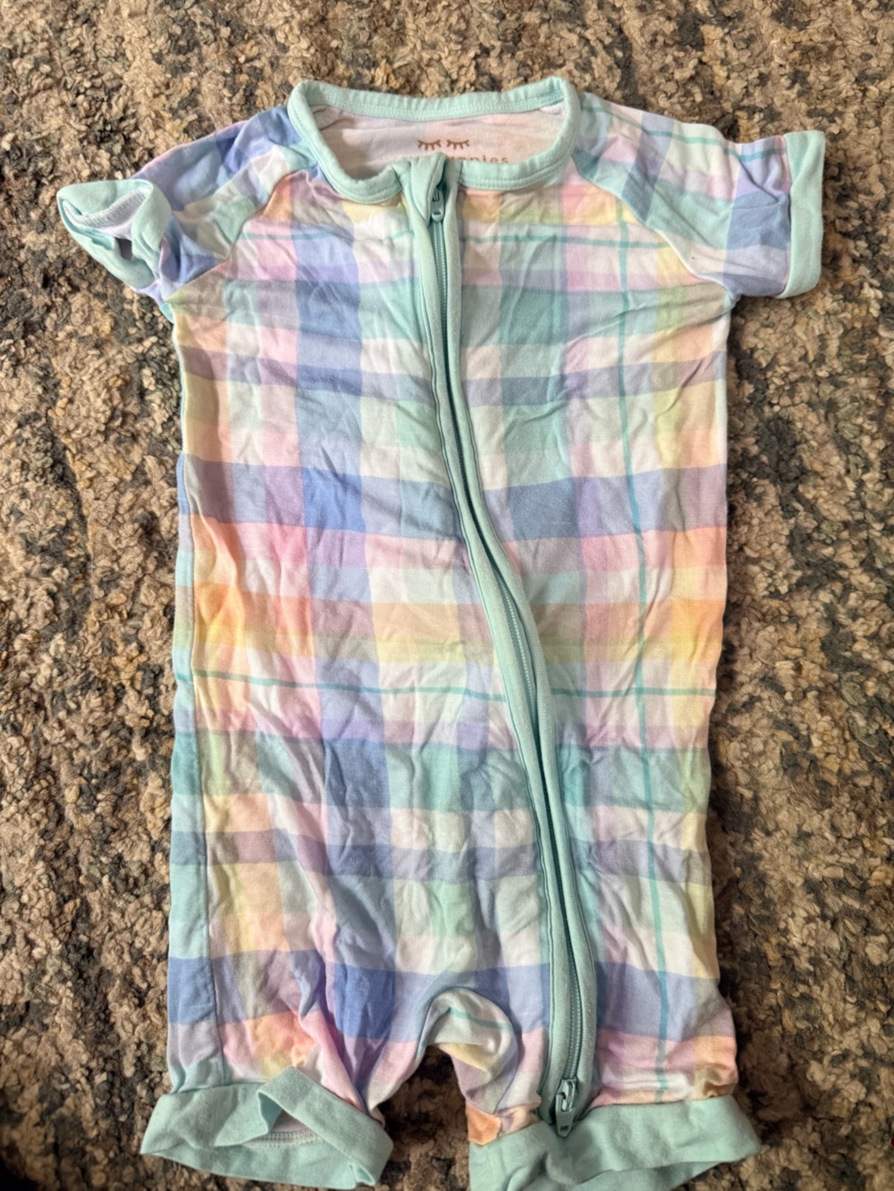 Little Sleepies Pastel Plaid Zip Romper in Mint, Lavender, Peach